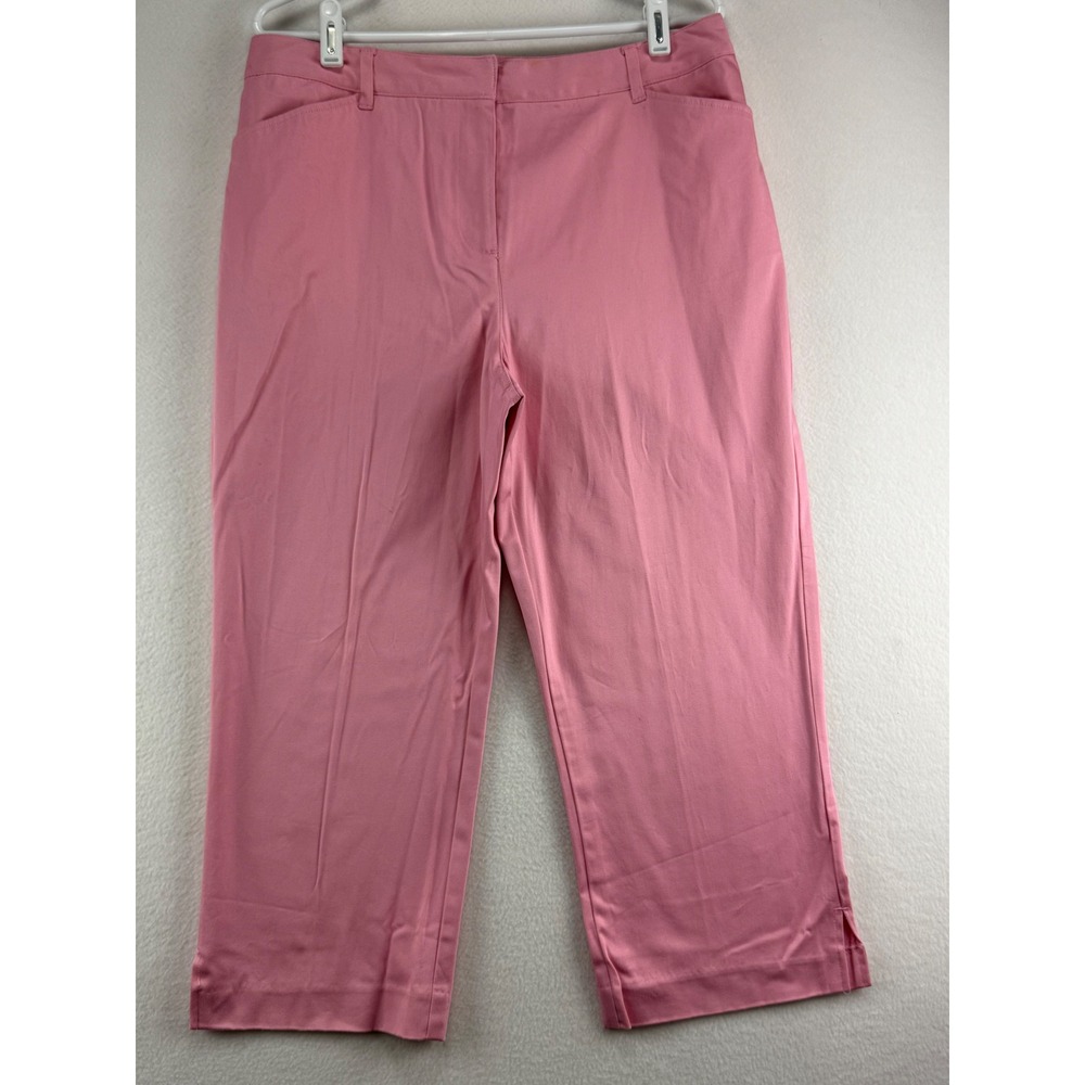 Villager Capri Pants Womens 12 Pink Stretch Cropped Trousers Liz Claiborne